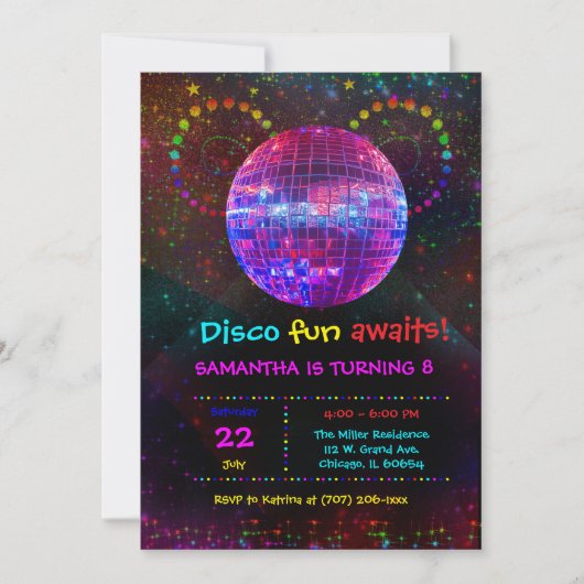 Aangepaste Disco Party Uitnodiging - Bewerkbaar on (Voorkant)