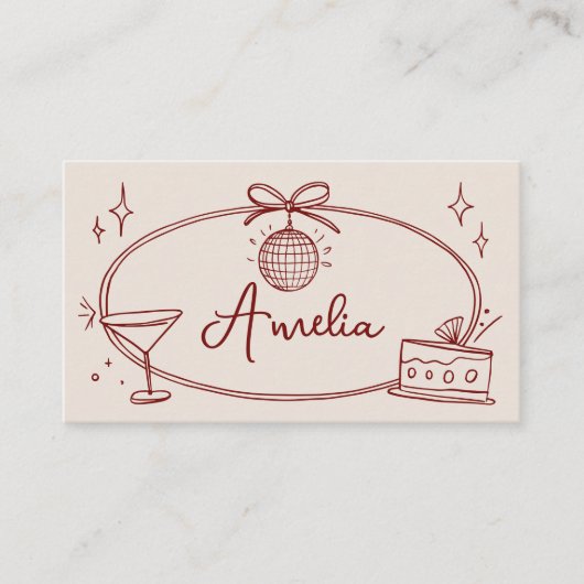 Aangepaste disco verjaardagsplaats kaart beige roo plaatskaartje (Voorkant)