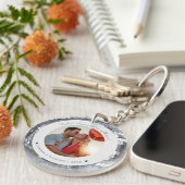 Aangepaste Disco Zilveren Valentijnsdag Foto Sleut Sleutelhanger (Voorkant Rechts)