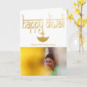 Aangepaste Diwali-foto Kaart (Gele Bloem)