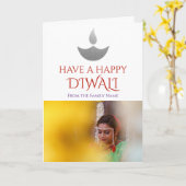 Aangepaste Diwali-foto Kaart (Gele Bloem)