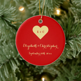 Aangepaste DIY Wedding Name Date Heart Monogram Mr Keramisch Ornament