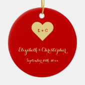 Aangepaste DIY Wedding Name Date Heart Monogram Mr Keramisch Ornament (Voorkant)