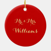 Aangepaste DIY Wedding Name Date Heart Monogram Mr Keramisch Ornament (Achterkant)
