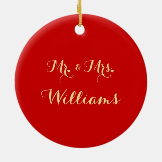 Aangepaste DIY Wedding Name Date Heart Monogram Mr Keramisch Ornament (Achterkant)