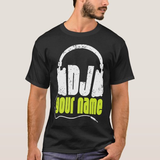 Aangepaste DJ Disc-jockey-muziek op elke naam T-shirt (Voorkant)