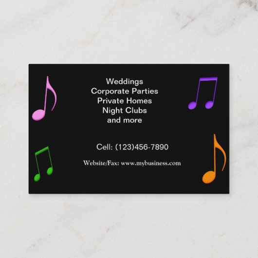 Aangepaste DJ Karaoke Visitekaartje (Achterkant)