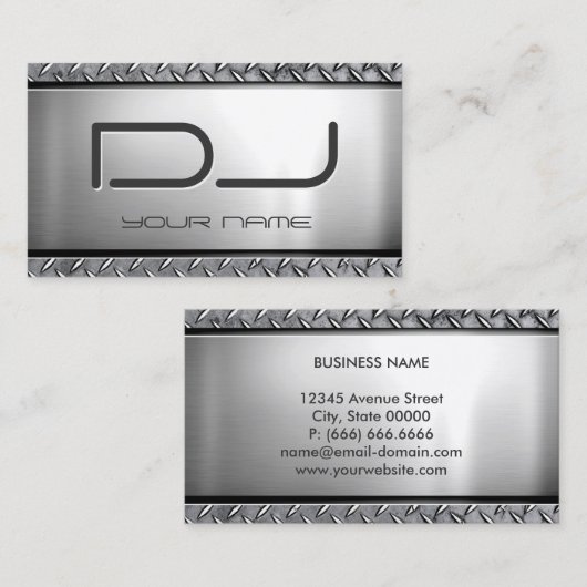 Aangepaste DJ - Unieke, zware metalen blik Visitekaartje (Voorkant / Achterkant)
