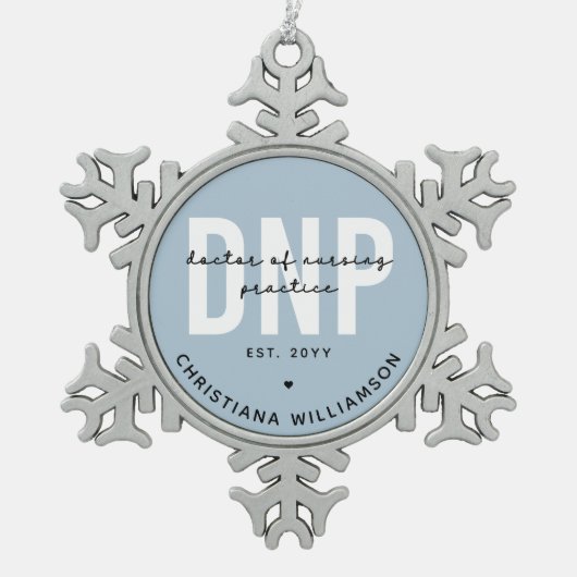 Aangepaste DNP Doctor of Nursing Practice Afstuder Tin Sneeuwvlok Ornament (Voorkant)