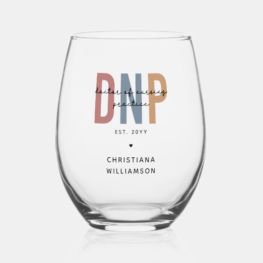 Aangepaste DNP Doctor of Nursing Practice Afstuder Wijnglas Zonder Voet (Voorkant)