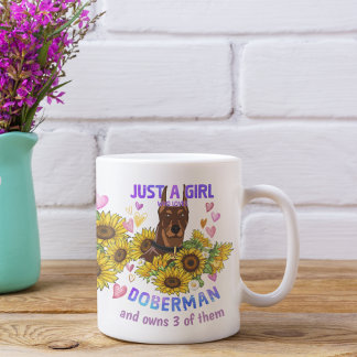 Aangepaste Doberman Lover Sunflower Trainer Floral Koffiemok
