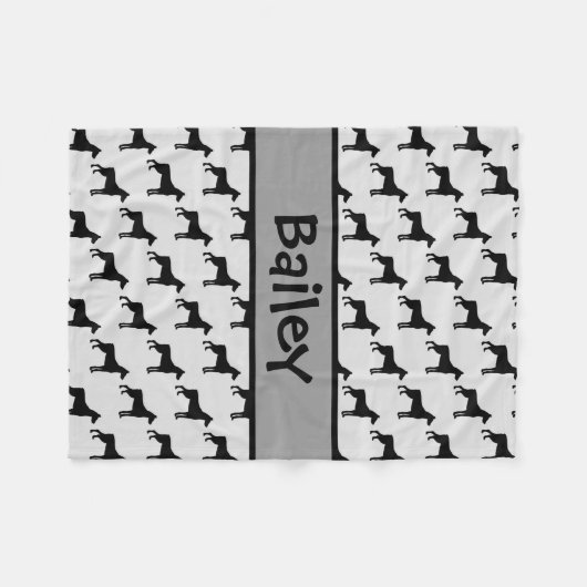 Aangepaste Doberman Pinscher Dog Silhouet Fleece Deken (Voorkant (Horizontaal))