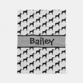 Aangepaste Doberman Pinscher Dog Silhouet Fleece Deken (Voorkant)