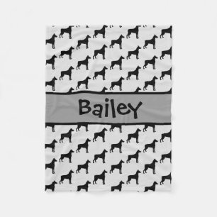 Aangepaste Doberman Pinscher Dog Silhouet Fleece Deken