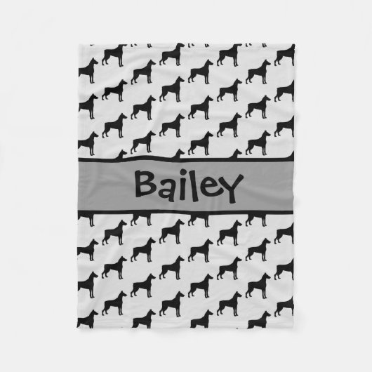 Aangepaste Doberman Pinscher Dog Silhouet Fleece Deken (Voorkant)