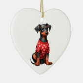 Aangepaste Doberman Pinscher Dog Valentijn Ornamen Keramisch Ornament (Rechts)