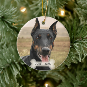 Aangepaste Dobermann-hondsfoto Keramisch Ornament
