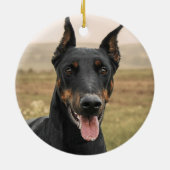 Aangepaste Dobermann-hondsfoto Keramisch Ornament (Achterkant)