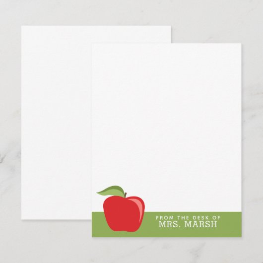 Aangepaste docent Apple met moderne Apple Notitiekaartje (Voorkant / Achterkant)