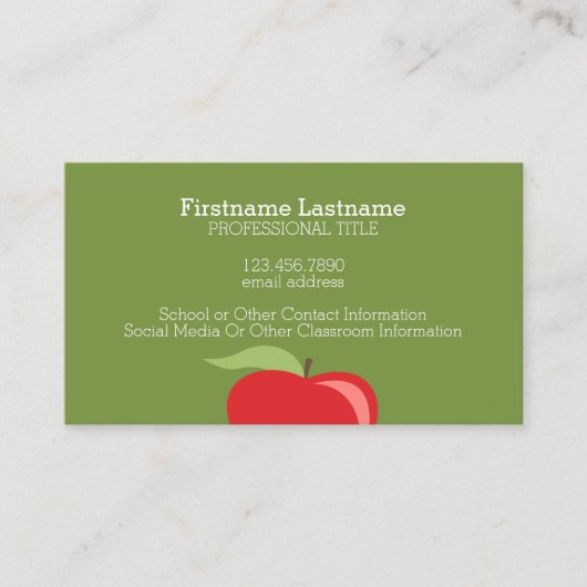 Aangepaste docent Apple met moderne Apple Visitekaartje (Voorkant)