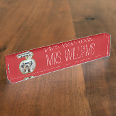 Aangepaste docent Apple met verticale foto Naambordje (Zijkant)