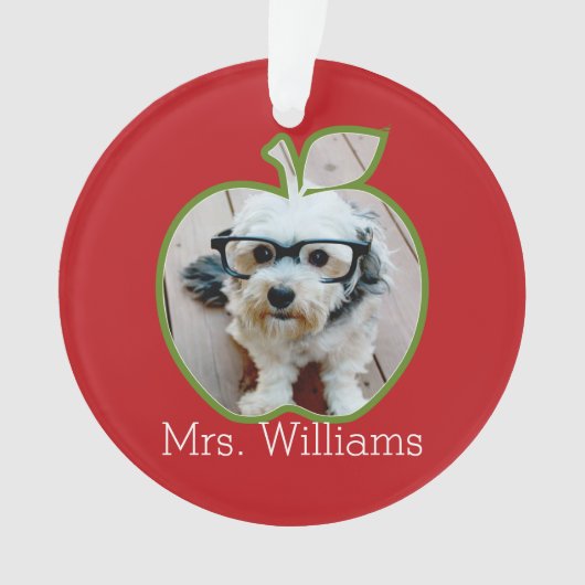 Aangepaste docent Apple met verticale foto Ornament (voorkant)