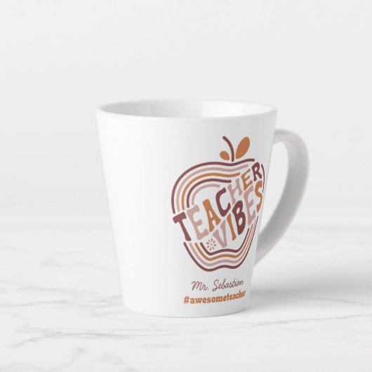 Aangepaste docent Vibes Boho Apple-waardering Latte Mok (Rechterhoek)