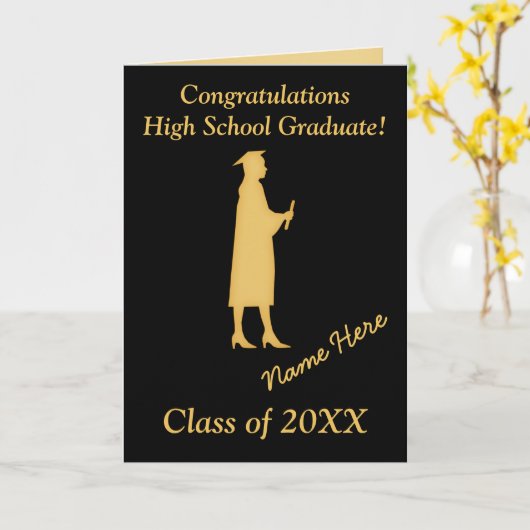 Aangepaste Dochter Afstuderen Kaarten, Zwart en Go Kaart (Gele Bloem)