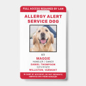 Aangepaste Dog Allergy Alert Dog Foto Badge (Voorzijde)