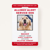 Aangepaste Dog Allergy Alert Dog Foto Badge (Voorkant)