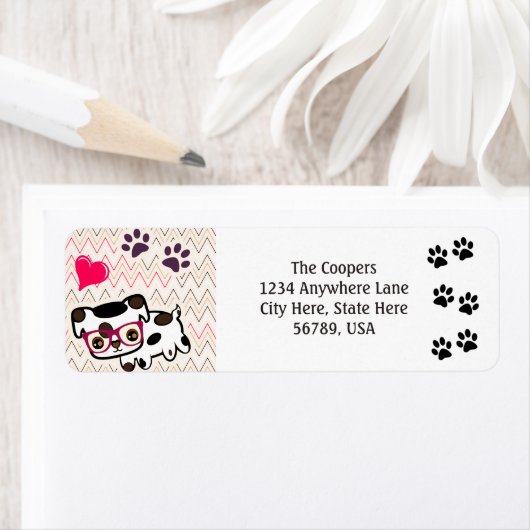 Aangepaste Dog Art retour adreslabels Etiket (Insitu)