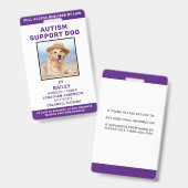 Aangepaste Dog Autism Support Dog Foto Badge (Voor- en achterkant)