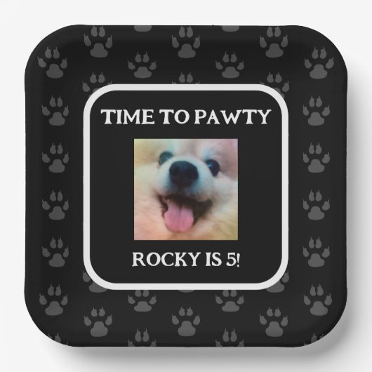 Aangepaste Dog Foto Birthday Party - Gepersonalise Papieren Bordje (Voorkant)
