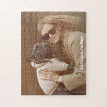 Aangepaste dog foto-puzzel met aangepaste tekst