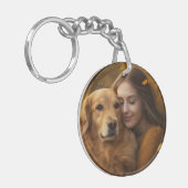 Aangepaste dog mam twee foto dubbelzijdig acryl sleutelhanger (Voorkant Links)