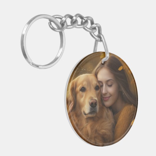 Aangepaste dog mam twee foto dubbelzijdig acryl sleutelhanger (Voorkant Links)