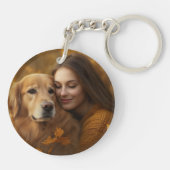 Aangepaste dog mam twee foto dubbelzijdig acryl sleutelhanger (Achterkant)