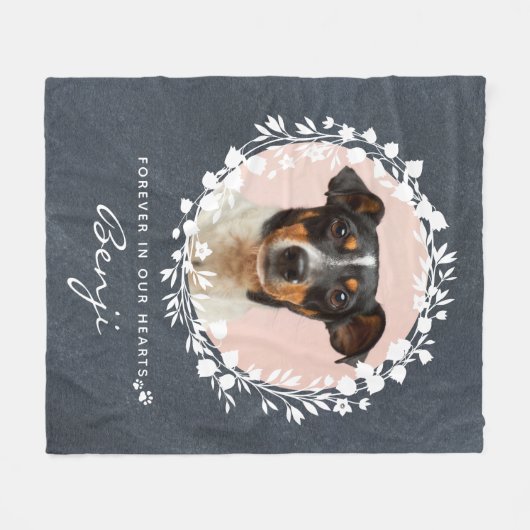 Aangepaste Dog Memorial Pet Loss Keepomwille Foto  Fleece Deken (Voorkant (Horizontaal))