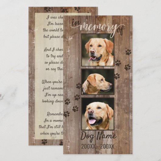 Aangepaste Dog Memorial Rustic Wood Poem Sympathca (Voorkant / Achterkant)
