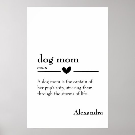 Aangepaste "Dog Mom"-definitie Poster (Voorkant)