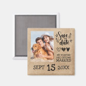 Aangepaste Dog Pet Foto Rustic Save the Date Weddi Magneet (Voorkant / Achterkant)