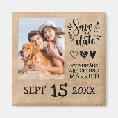 Aangepaste Dog Pet Foto Rustic Save the Date Weddi Magneet (Voorkant)