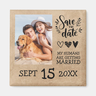 Aangepaste Dog Pet Foto Rustic Save the Date Weddi Magneet