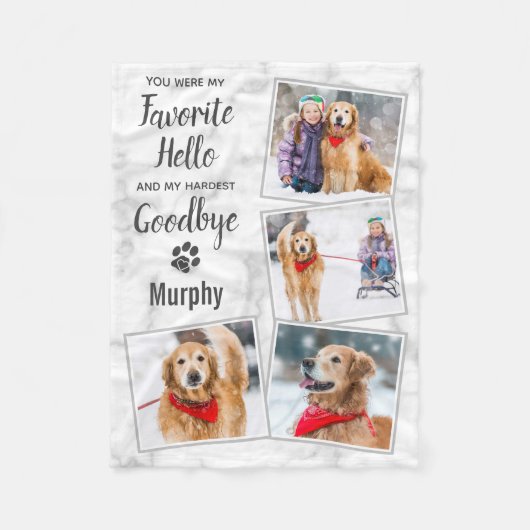 Aangepaste Dog Pet Memorial Photo Collage Fleece Deken (Voorkant)