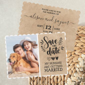 Aangepaste Dog Pet Photo Rustic Save the Date Funn Kaart