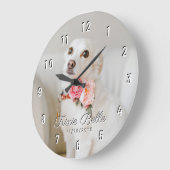 Aangepaste Dog Pet White Nummers Large Clock Grote Klok (Hoek)