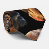Aangepaste Dog Photo Boxer Puppy Black Aangepaste  Stropdas (Opgerold)