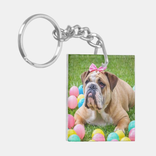 Aangepaste Dog Photo Double Sided Sleutelhanger (Voorkant Links)