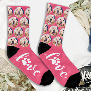Aangepaste Dog Photo Paw Print Pet Socks Sokken