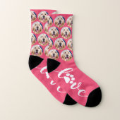 Aangepaste Dog Photo Paw Print Pet Socks Sokken (Paar)